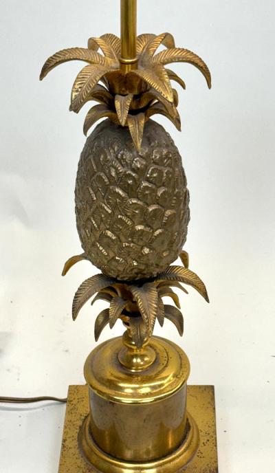 Maison Charles French Mid Century Modern Neoclassical Brass Pineapple Table Lamp Maison Charles