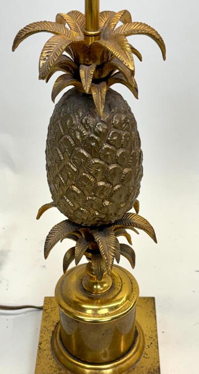 Maison Charles French Mid Century Modern Neoclassical Brass Pineapple Table Lamp Maison Charles