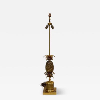 Maison Charles French Mid Century Modern Neoclassical Brass Pineapple Table Lamp Maison Charles