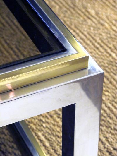 Maison Charles French Signed Maison Charles Square Brass and Chrome Coffee Table