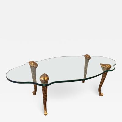 Maison Charles Giltwood and Glass Coffee Table Style of Maison Charles