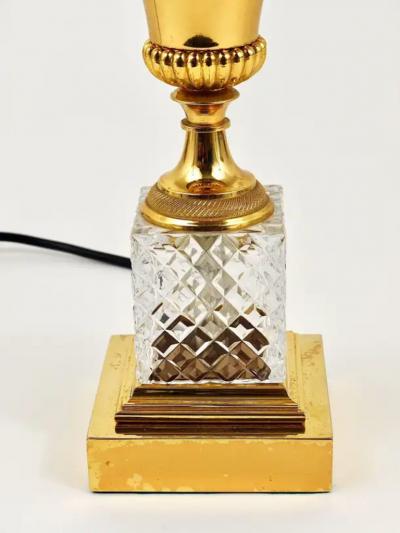 Maison Charles Hollywood Regency Pineapple Leaf Gilt Brass and Glass Table Lamp France 1970s