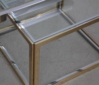 Maison Charles Huge Coffee Table in Brass and Chrome with Four Nesting Tables by Maison Charles