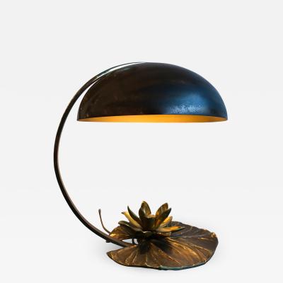 Maison Charles Lily Pad Bronze Lamp by Maison Charles France 1970s