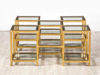 Maison Charles Maison Charles Brass and Glass Coffee Table France Circa 1970