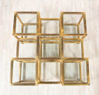 Maison Charles Maison Charles Brass and Glass Coffee Table France Circa 1970