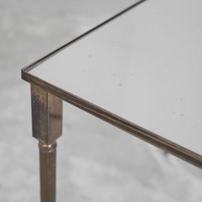 Maison Charles Maison Charles Coffee Table in Patinated Brass and Mirror Glass 1960s