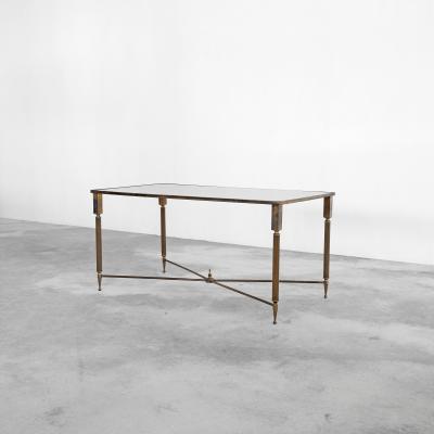 Maison Charles Maison Charles Coffee Table in Patinated Brass and Mirror Glass 1960s