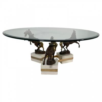 Maison Charles Maison Charles French Modern Bronze Patinated Bronze and Glass Low Table