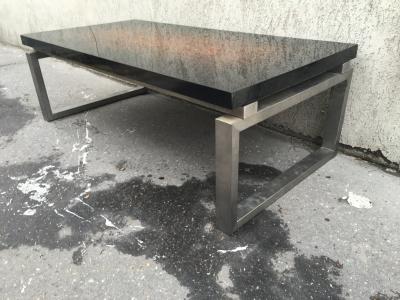 Maison Charles Maison Charles Superb Modern Brushed Steel Coffee Table with an Abstract Top