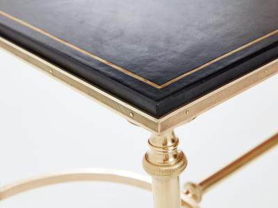 Maison Charles Maison Charles neoclassical coffee table brass black leather 1970s