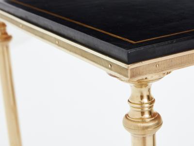 Maison Charles Maison Charles neoclassical coffee table brass black leather 1970s