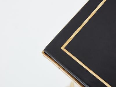 Maison Charles Maison Charles neoclassical coffee table brass black leather 1970s