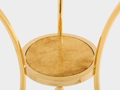 Maison Charles Maison Charles pair of Neoclassical brass marble gueridon tables 1960s