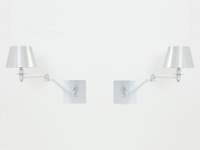 Maison Charles Maison Charles pair of brushed steel adjustable swing arm sconces 1960s