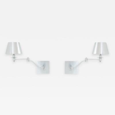 Maison Charles Maison Charles pair of brushed steel adjustable swing arm sconces 1960s