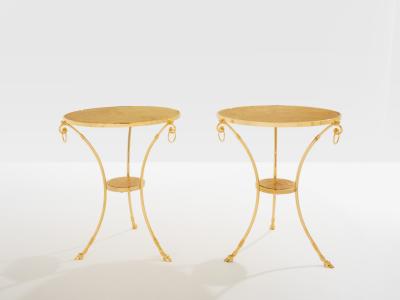 Maison Charles Maison Charles set of 4 brass marble gueridon tables 1960s