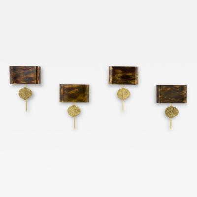 Maison Charles Maison Charles set of four patinated bronze and brass sconces 1970s