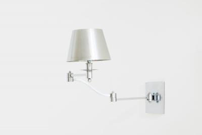 Maison Charles Maison Charles single brushed steel adjustable swing arm sconce 1960s
