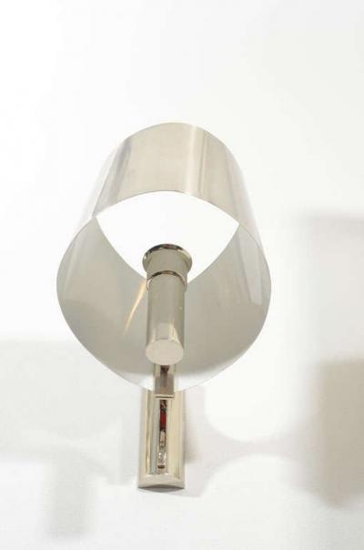 Maison Charles Miason Charles Pair of Polished Chrome Ribbon Sconces