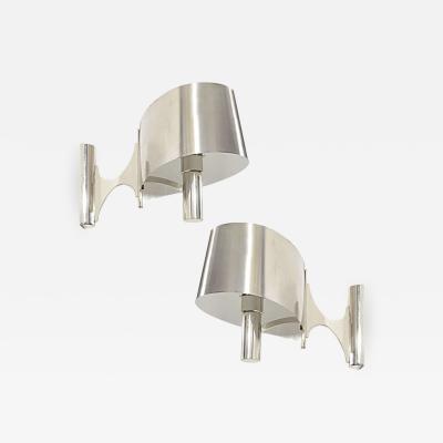 Maison Charles Miason Charles Pair of Polished Chrome Ribbon Sconces