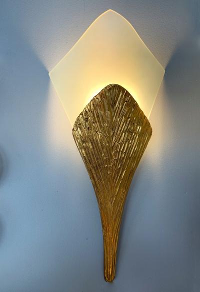 Maison Charles Pair of Bronze Sconces Nefertiti by Maison Charles France 1970s
