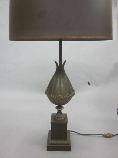 Maison Charles Pair of French Modern Neoclassical Bronze Table Lamps Shades by Maison Charles