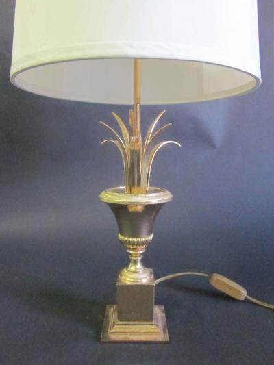 Maison Charles Pair of Midcentury Brass Pineapple Frond Table Lamps Maison Charles Attributed