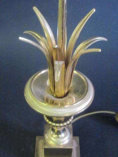 Maison Charles Pair of Midcentury Brass Pineapple Frond Table Lamps Maison Charles Attributed