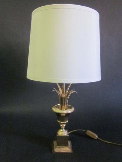 Maison Charles Pair of Midcentury Brass Pineapple Frond Table Lamps Maison Charles Attributed