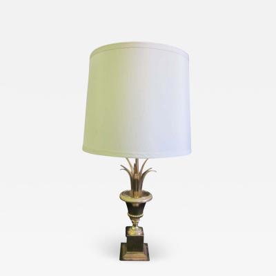 Maison Charles Pair of Midcentury Brass Pineapple Frond Table Lamps Maison Charles Attributed