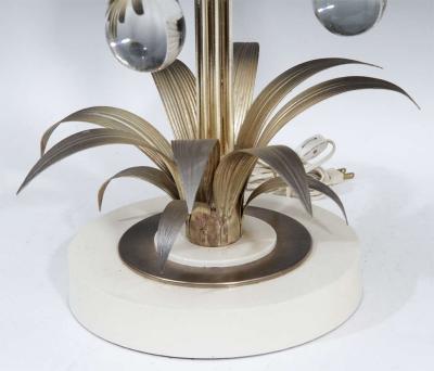 Maison Charles STUNNING MODERNE SILVERED PALM FROND AND DRAMATIC GLASS DROPS LAMP