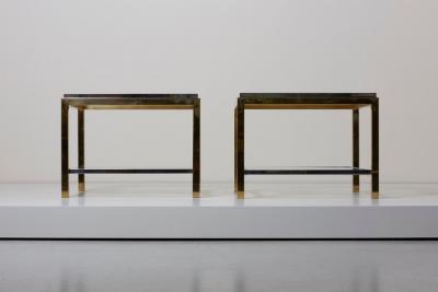 Maison Charles Set of Two Brass and Chrome Side or Coffee Tables by Maison Charles