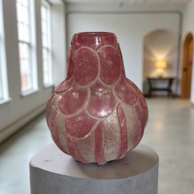 Maison Degu Rare Signed French Art Deco Vase by Degu Acid Etched Glass Circa Late 1920s