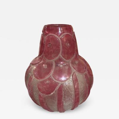 Maison Degu Rare Signed French Art Deco Vase by Degu Acid Etched Glass Circa Late 1920s