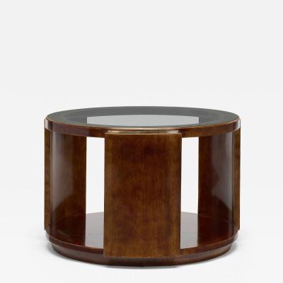 Maison Dominique Mahogany and Nickel Plated Brass Side Table by Maison Dominique