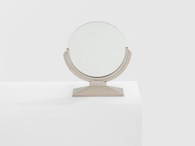 Maison Dominique Maison Dominique Art Deco nickel plate metal vanity mirror 1930s