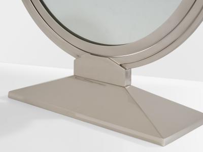 Maison Dominique Maison Dominique Art Deco nickel plate metal vanity mirror 1930s
