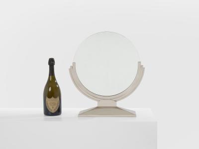 Maison Dominique Maison Dominique Art Deco nickel plate metal vanity mirror 1930s