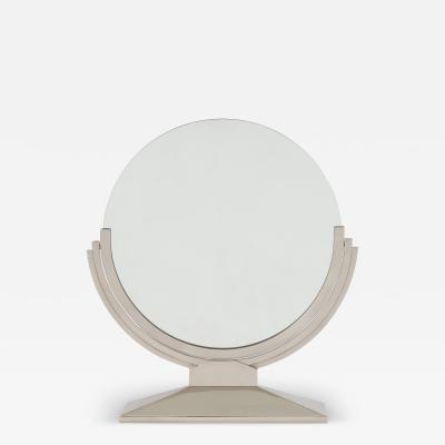 Maison Dominique Maison Dominique Art Deco nickel plate metal vanity mirror 1930s