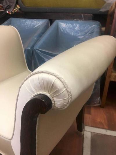 Maison Dominique Maison Dominique Rarest Palm Tree Art Deco Bench Newly Covered in Satin Silk