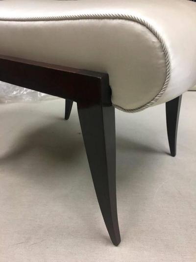 Maison Dominique Maison Dominique Rarest Refined Art Deco Bench Newly Covered in Satin Silk