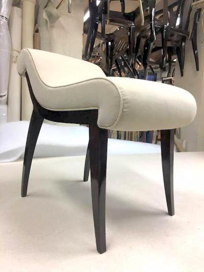 Maison Dominique Maison Dominique Superb Refined Art Deco Vanity Stool Newly Covered in Velvet