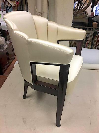 Maison Dominique Maison Dominique early refined pair of chairs newly covered in silk 