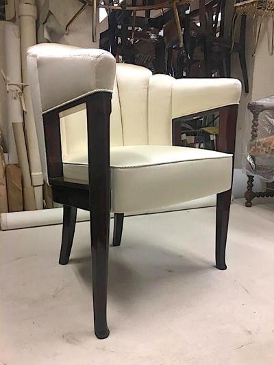 Maison Dominique Maison Dominique early refined pair of chairs newly covered in silk 