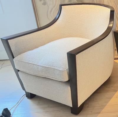 Maison Dominique Maison Dominique pair of refined lounge chairs newly covered in boucle cloth