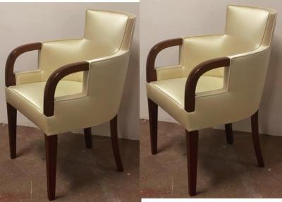 Maison Dominique Maison Dominique refined pair of arm chairs newly covered in silk satin