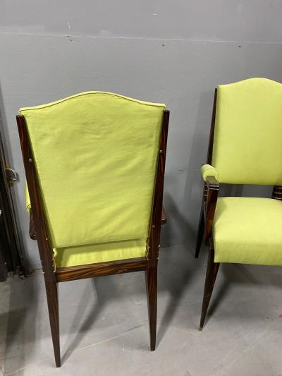 Maison Dominique Pair of Art Deco Macassar Ebony Armchairs By Maison Dominique