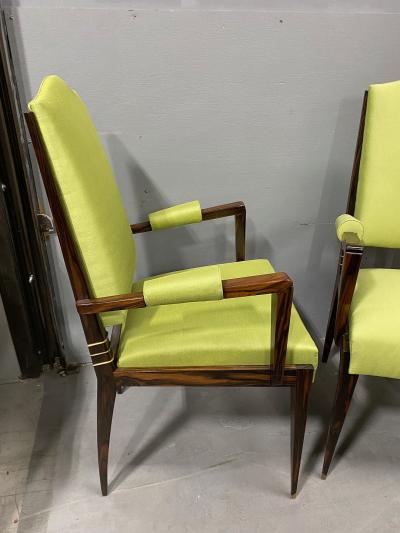 Maison Dominique Pair of Art Deco Macassar Ebony Armchairs By Maison Dominique