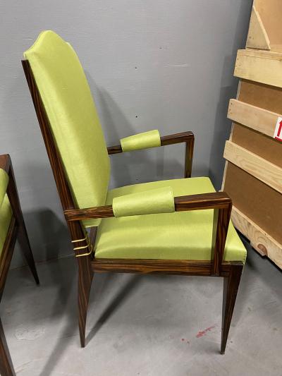 Maison Dominique Pair of Art Deco Macassar Ebony Armchairs By Maison Dominique